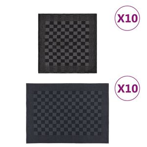 vidaXL dvieļu komplekts, 20 gab., melni un pelēki, kokvilna