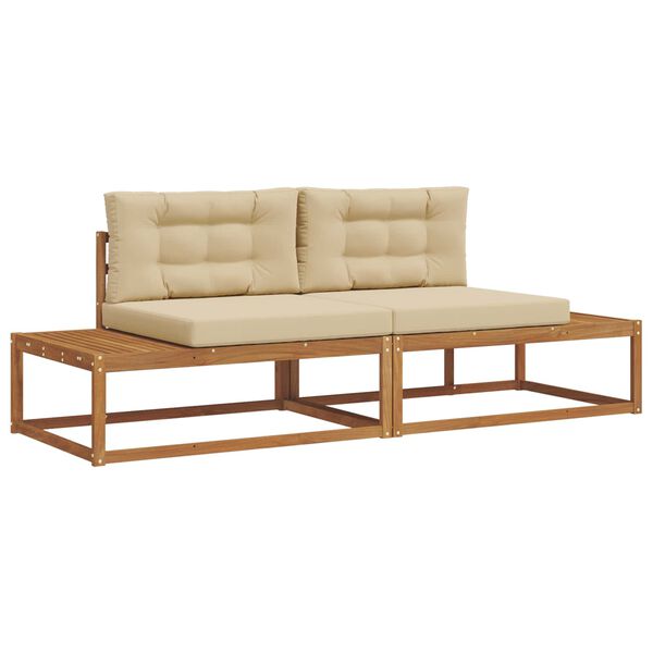 vidaXL Āra dīvānu komplekts ar spilvenu 2 Gabals Dabisks un bē&scaron;s