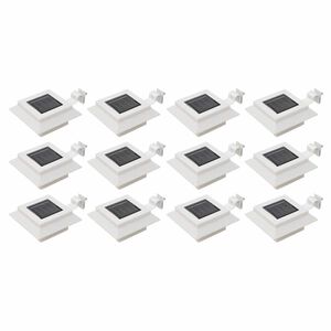 vidaXL āra solārās lampas, 12 gab., LED, kvadrāta forma, 12 cm, baltas