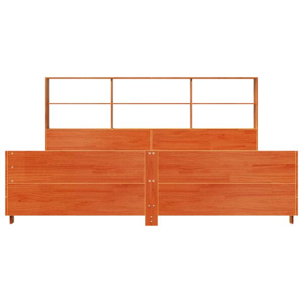 vidaXL gulta bez matrača, vaska brūnas, 200x200 cm, priedes masīvkoks