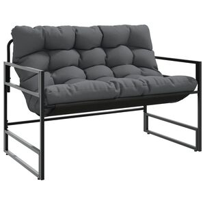 vidaXL dārza sols ar matraci, antracītpelēks, 113 cm, tērauds
