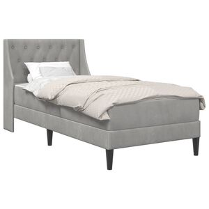 vidaXL Gultas rāmis ar matraci Gai&scaron;i pelēka 90 x 190 cm Samts