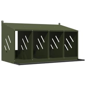 vidaXL vistu ligzdo&scaron;anas kaste ar 4 nodalījumiem olīvzaļa metāla