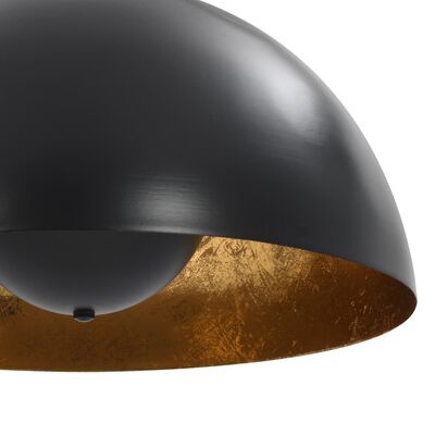 vidaXL griestu lampas, 2 gab., pusapaļas, 40 cm, E27, melnas ar zelta