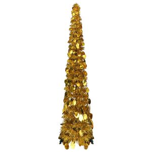 vidaXL mākslīgā Ziemassvētku egle, saliekama, 120 cm, zeltaina, PET