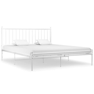 vidaXL gultas rāmis, balts metāls, 140x200 cm