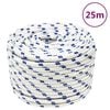 vidaXL laivu virve, balta, 14 mm, 25 m, polipropilēns