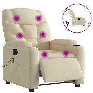 vidaXL elektrisks masāžas krēsls, atgāžams, krēmkrāsas audums