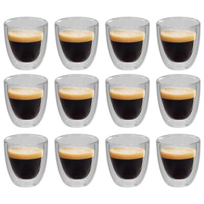 vidaXL dubultā stikla espresso kafijas termo glāzes, 12 gab., 80 ml
