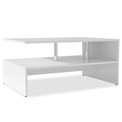 vidaXL kafijas galdiņš, 90x59x42 cm, kokskaidu plātne, balts