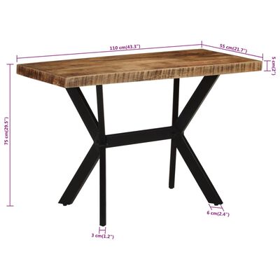 vidaXL virtuves galds, 110x55x75 cm, mango masīvkoks