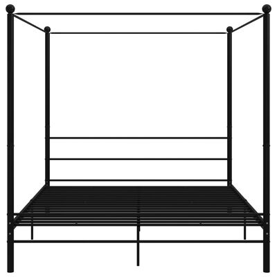 vidaXL gultas rāmis ar nojumi, melns, metāls, 180x200 cm