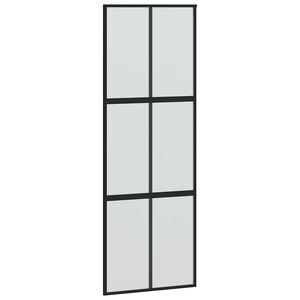 vidaXL bīdāmās durvis, melnas, 76x205 cm, rūdīts stikls un alumīnijs