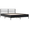 vidaXL gultas rāmis, melns, 160x200 cm, inženierijas koks, metāls