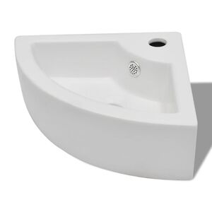vidaXL izlietne ar noteci, 45x32x12,5 cm, balta