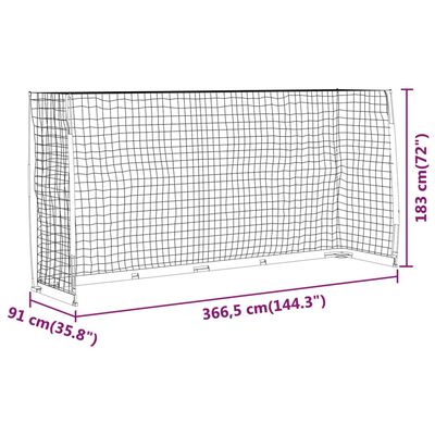 vidaXL futbola vārti ar tīklu, 366,5x91x183 cm, tērauds