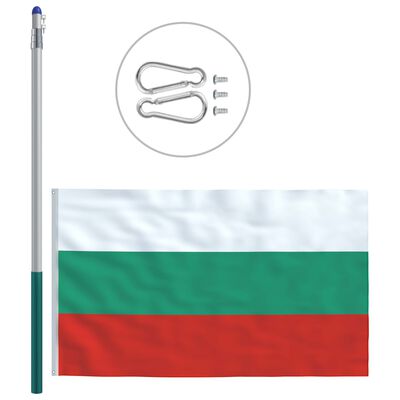 vidaXL Bulgārijas karogs un karoga masts, alumīnijs, 6 m