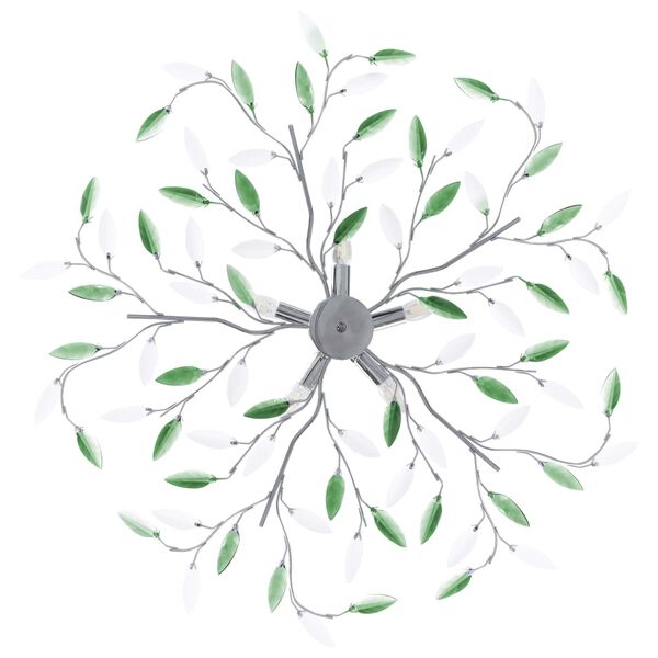 vidaXL griestu lampa, akrila lapiņas, 5 E14 spuldzes, zaļa