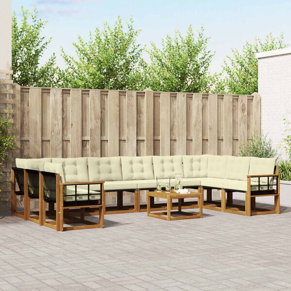 vidaXL Āra dīvānu komplekts ar spilvenu 11 pcs Dabisks un krējuma