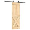 vidaXL Slīdo&scaron;ās durvis Dabiska un melna 70 x 210 cm Cieta priedes koks