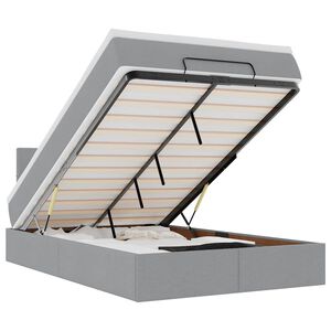 vidaXL Osmaņu gultas rāmis ar matrača gai&scaron;i pelēks 120x190 cm audums