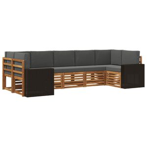 vidaXL Stūru dīvānu komplekts 7 pcs Dabisks un antracīts Poliesters