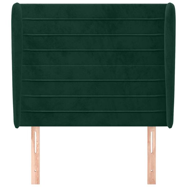 vidaXL galvgalis ar malām, tum&scaron;i zaļ&scaron; samts, 93x23x118/128 cm