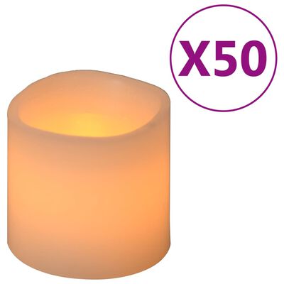 vidaXL elektriskās LED sveces, 50 gab., silti baltas