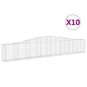 vidaXL arkveida gabiona grozi, 10 gb., 400x30x60/80 cm, cinkota dzelzs