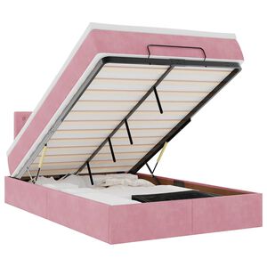 vidaXL Osmaņu gulta ar matraci&LEDs, rozā, 120x190 cm, samts