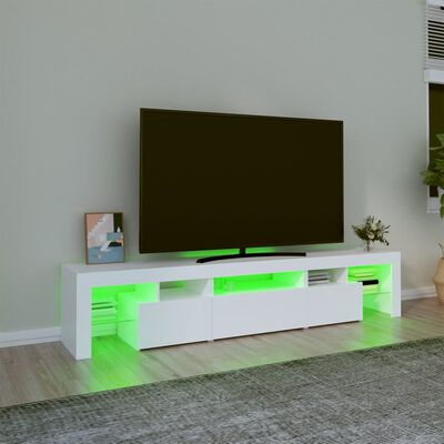 vidaXL TV skapītis ar LED apgaismojumu, balts, 200x36,5x40 cm