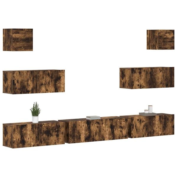 vidaXL 7-daļīgs TV skapī&scaron;u komplekts, ozola krāsa, inženierijas koks