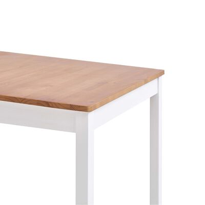 vidaXL virtuves galds, 140x70x73 cm, balts un brūns, priedes koks