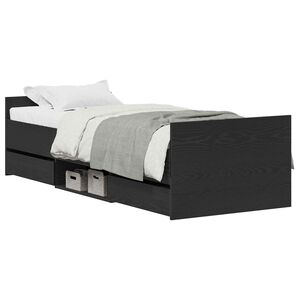vidaXL Gultas rāmis Melns ozolkoks 193 x 78 x 50 cm Inženierijas koks