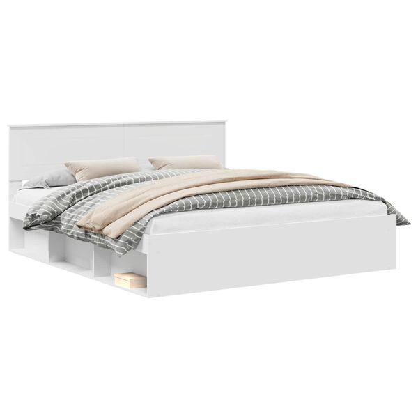 vidaXL Gultas rāmis Balts 180 x 200 cm Inženierijas koks