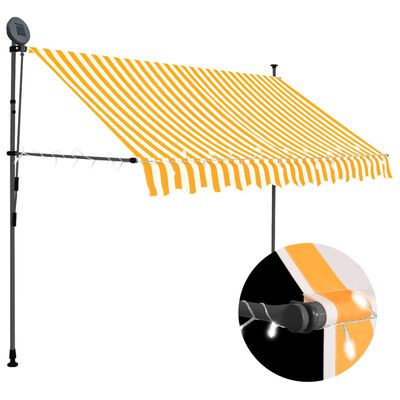 vidaXL izvelkama markīze ar LED, manuāla, 300 cm, balta un oranža