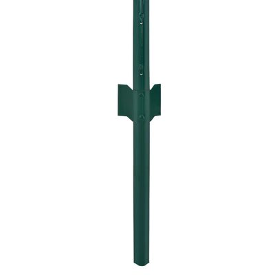 vidaXL stiepļu žogs ar stabiem, 25x0,75 m, zaļš tērauds