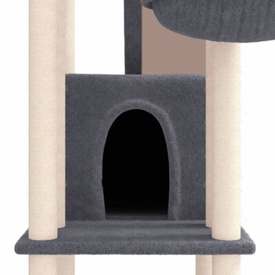 vidaXL kaķu māja ar sizala stabiem nagu asināšanai, 201 cm, pelēka