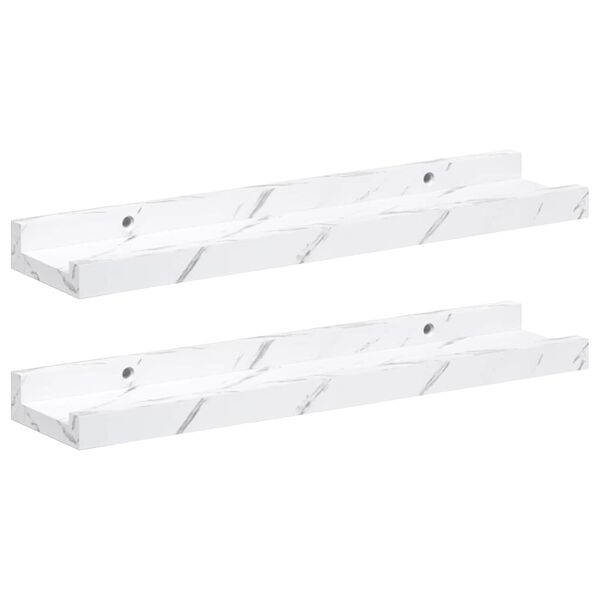vidaXL Sienas plaukts ar plauktu 2 pcs Balts marmors 40 x 9 x 3 cm