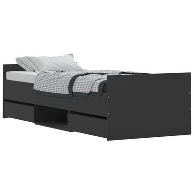 vidaXL gultas rāmis ar galvgali un kājgali, melns, 75x190 cm