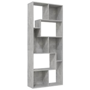 vidaXL grāmatu plaukts, betona pelēks, 67x24x161 cm, inženierijas koks