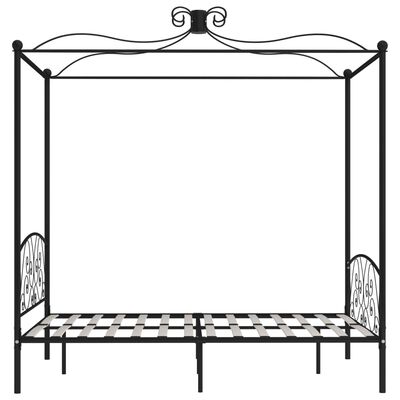 vidaXL gultas rāmis ar nojumi, melns, metāls, 120x200 cm