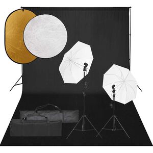 vidaXL fotostudijas komplekts &ndash; gaismas, fons, reflektori