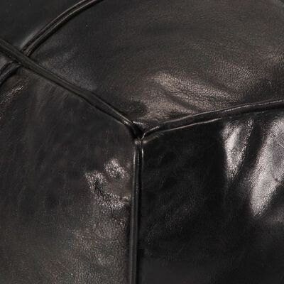 vidaXL pufs, melns, 60x60x30 cm, dabīgā kazas āda