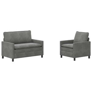 vidaXL Dīvānu komplekts 2 pcs Tum&scaron;i pelēka Samts