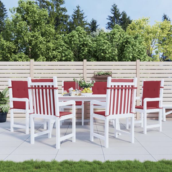 vidaXL dārza krēslu spilveni, 6 gab., vīnsarkani, 100x50x3 cm, audums