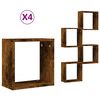 vidaXL kubu formas sienas plaukti, 4 gab., 30x15x30 cm, ozolkoka krāsā