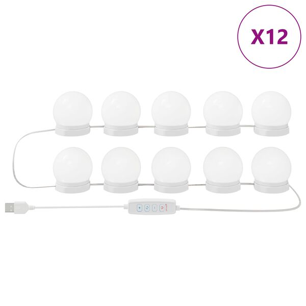 vidaXL Spoguļu gaismas 12 pcs Balts 4.5 x 4.5 x 4.8 cm Plastmasa