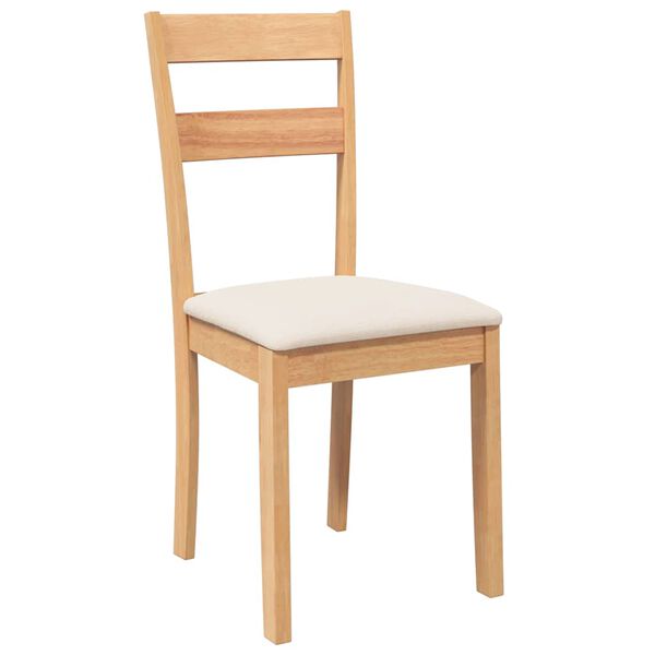 vidaXL Ēdamistabas krēsli ar spilveniem 2 gab. Dabīga masīvkoka gumija