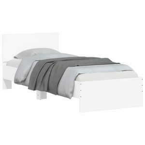 vidaXL Gultas rāmis ar atzveltni Balts 80 x 200 cm Inženierijas koks
